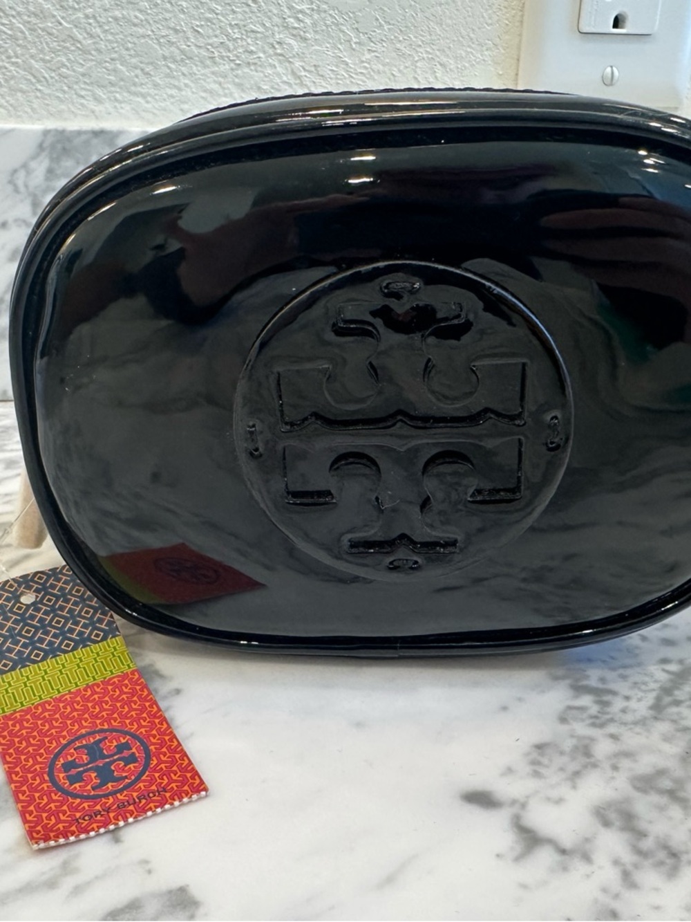 Tory Burch Glossy Black Cosmetic Pouch
